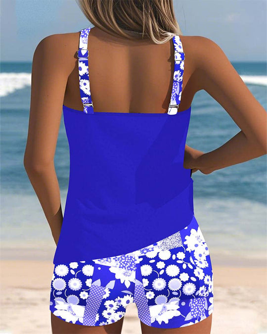 Sabrina | Zweiteiliger Badeanzug mit bequemem Sitz und blumigem Strandstil