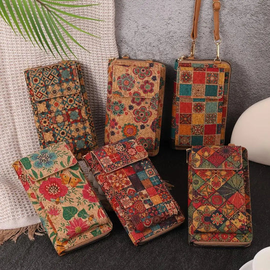 ארנק מעוטר בפרחים בסגנון בוהו לילך לכתף