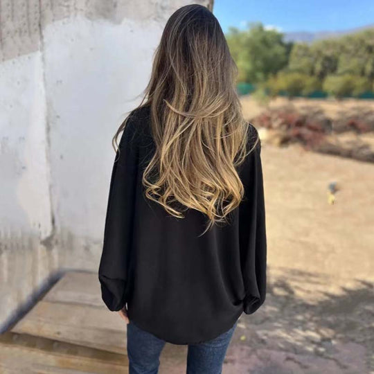 עטל | חולצת כפתורים אלגנטית לנשים בצבע אחיד